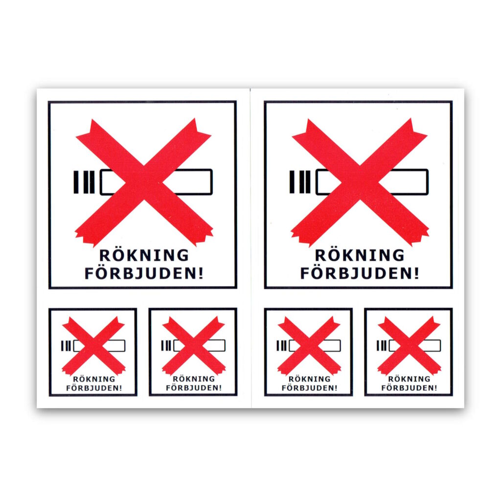 Rökning Förbjuden Dekaler / Stickers 6st
