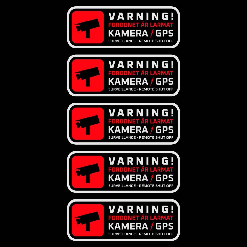 bilrutedekaler car surveillance - varning för larm kamera gps - surveillance and remote shut off larmdekaler