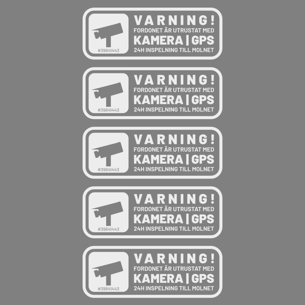 Kamera / GPS dekaler till bilens rutor (5 st, montering på insidan)
